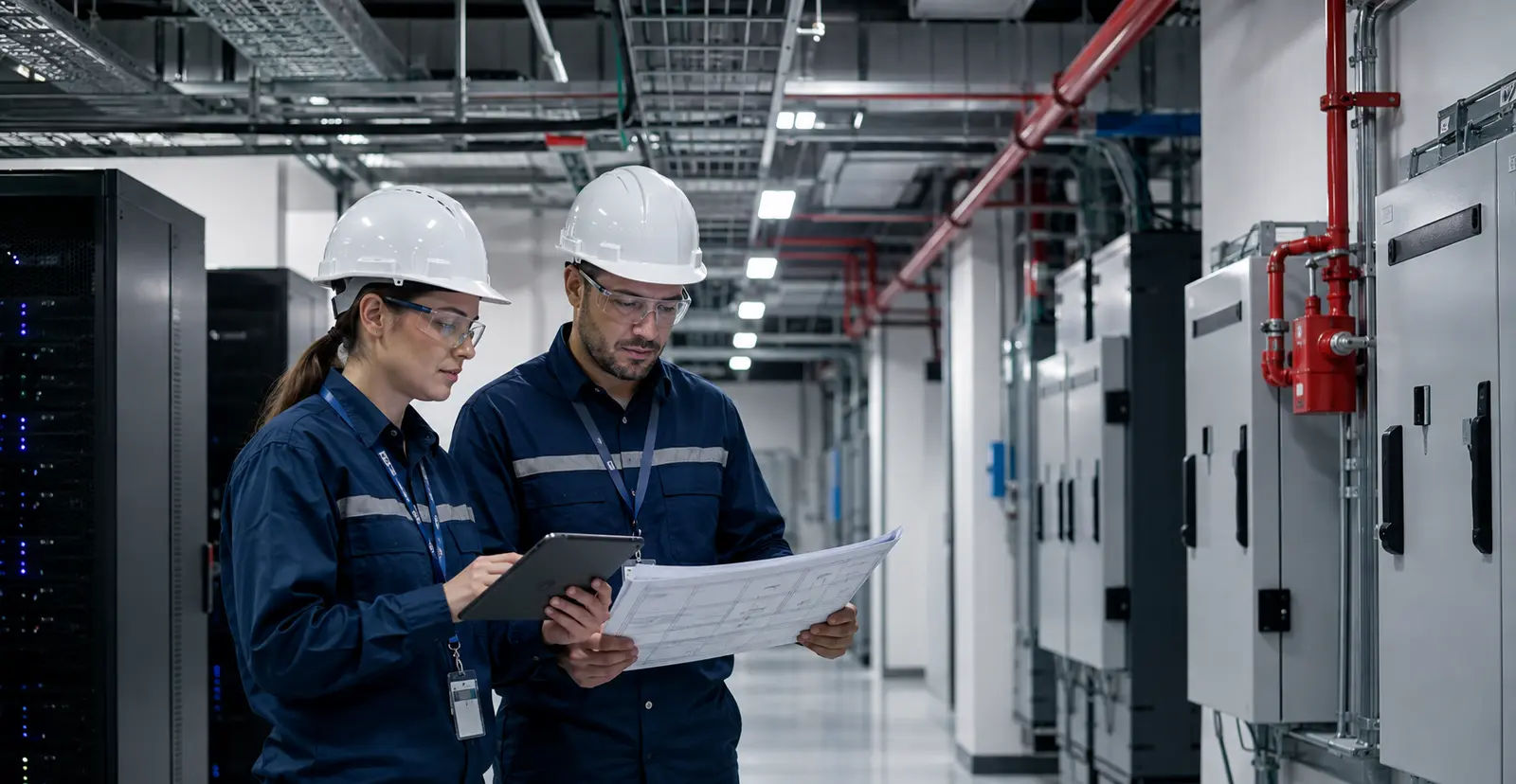 Engineers coordinating an industrial fire-detection project